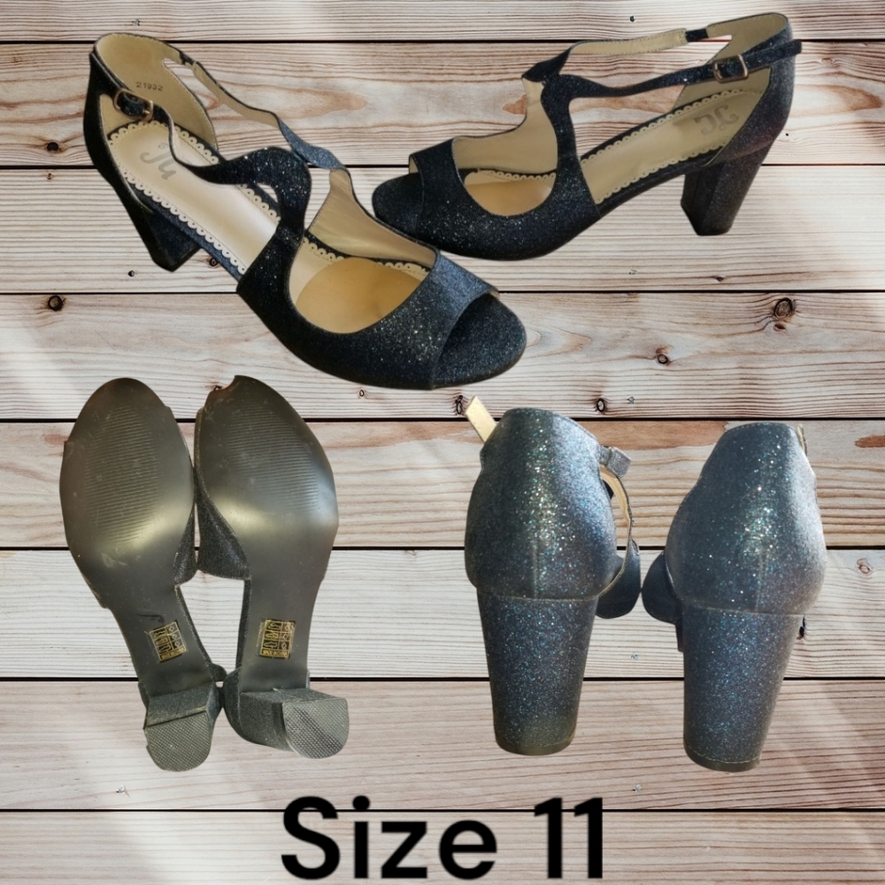David's Bridal Blue Glitter Wedges